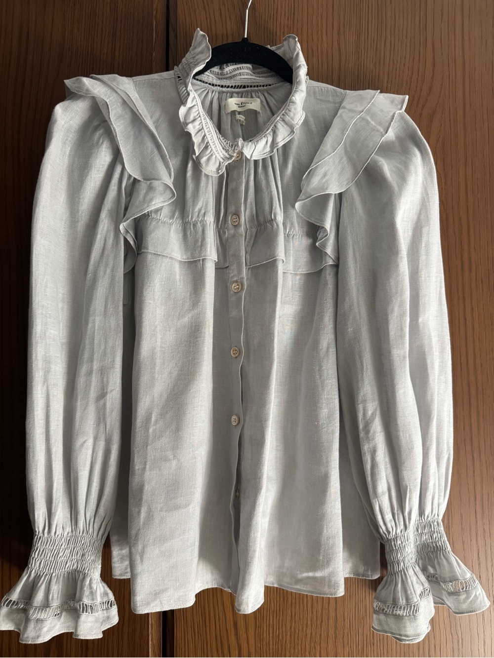 Isabel Marant Etoile Light Grey Linen Button Down Blouse SZ: 34 (EU)